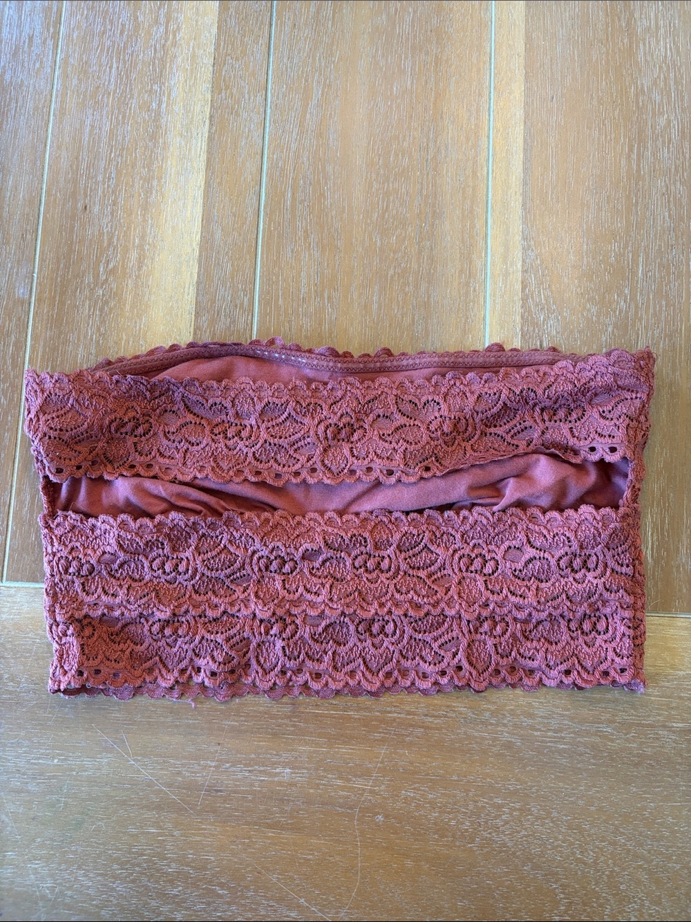 Aerie Eyelash Lace Bandeau Bralette - Rust
